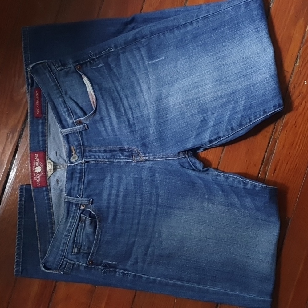 GUC distressed Lucky Brand Sofia Straight jeans size 14/32 ankle
